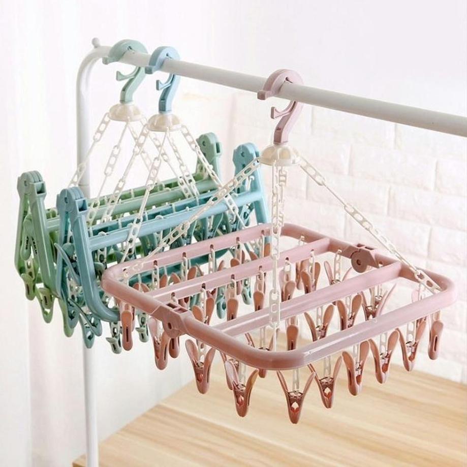 1 Pcs 32 Clips Folding Clothes - đánh giá và giá Baby Clothing Hanging Rack