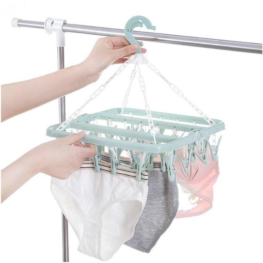 1 Pcs 32 Clips Folding Clothes - đánh giá và giá Baby Clothing Hanging Rack